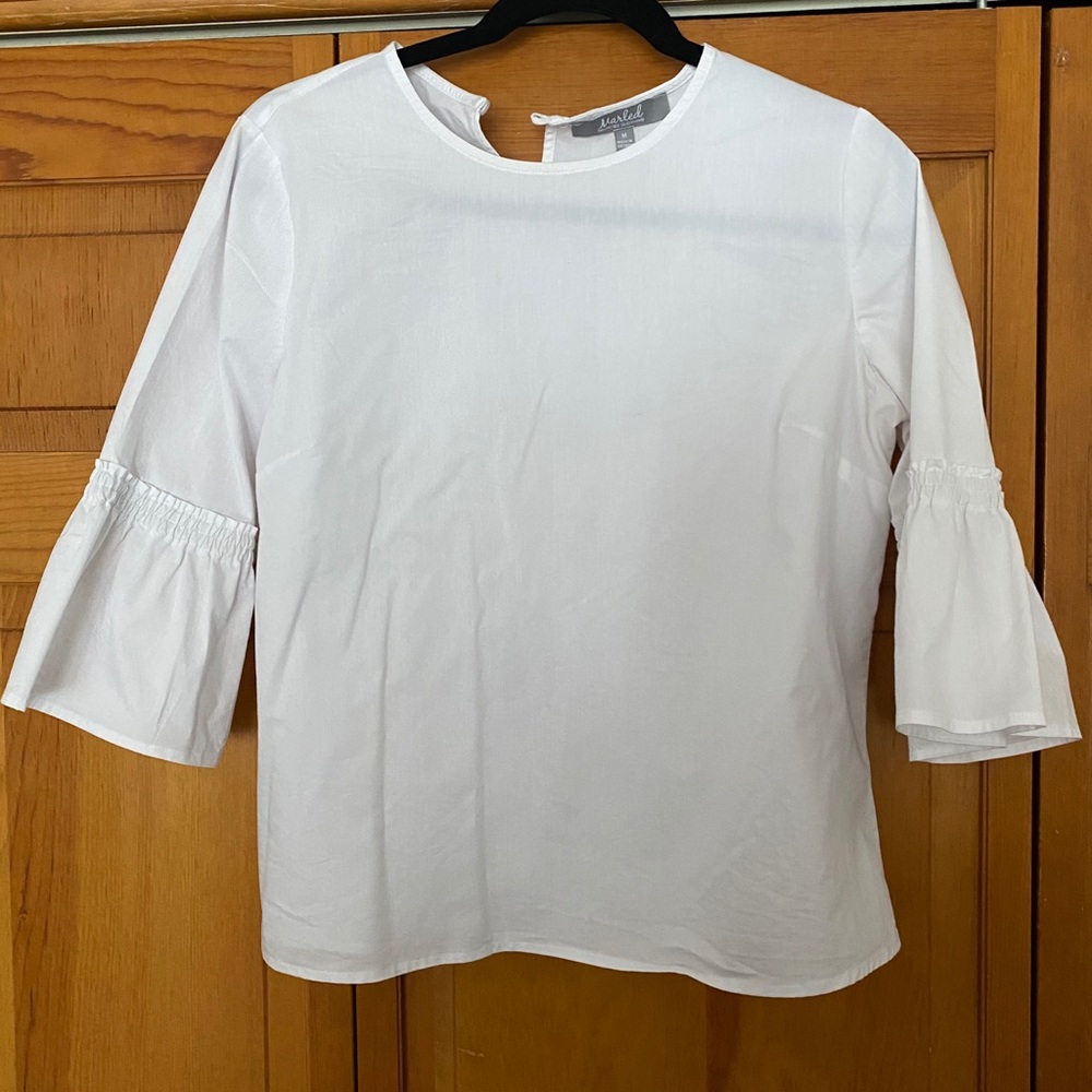 White Blouse with Bell Sleeve Detail